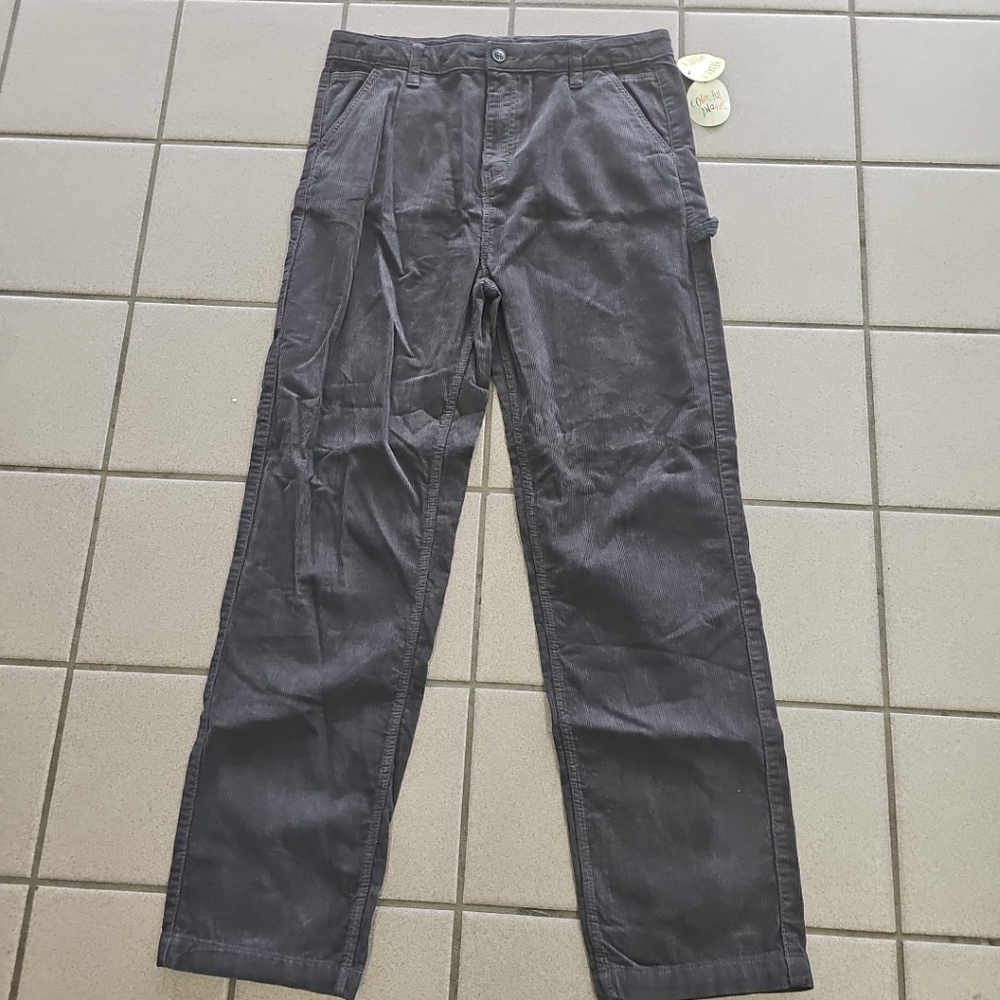 NWT Boys XXL(18/20) Colorful Planet Gray Corduroy Casual Pants Adjustable Waist